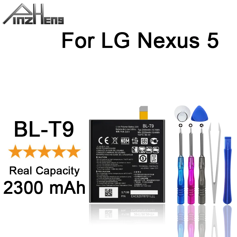 PINZHENG-Bater&iacute;a de tel&eacute;fono de repuesto para LG Nexus 5, E980, Nexus G, D820, D821, BL-T9, BLT9, 100% mAh, novedad, 2300-0