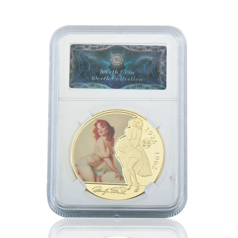 coin3 with case WR Мэрилин Монро золотые коллекционные монеты с держателем для монет на заказ вызов монеты антикварные оригинальные монеты подарочный набор дропшиппинг - Цвет: coin3 with case