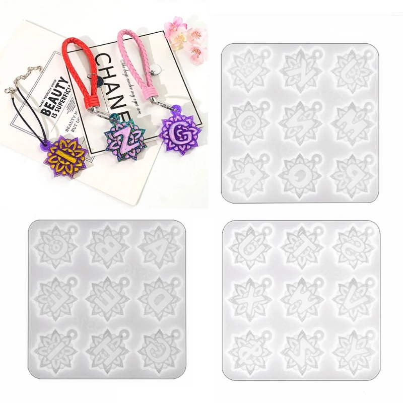 

Mandala Alphabet Epoxy Resin Molds for Keychain Sticker Decal Ornaments Mold 26 Letters A-Z Jewelry Craft Casting Kit