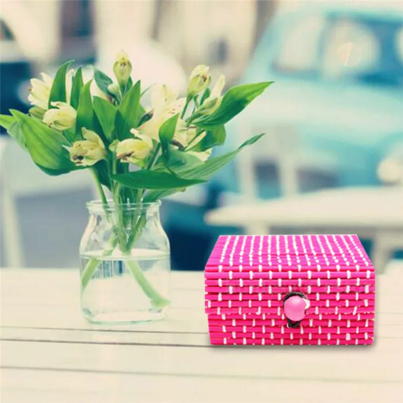 Новые модные серьги бамбуковый Деревянный чехол коробка для хранения ювелирных