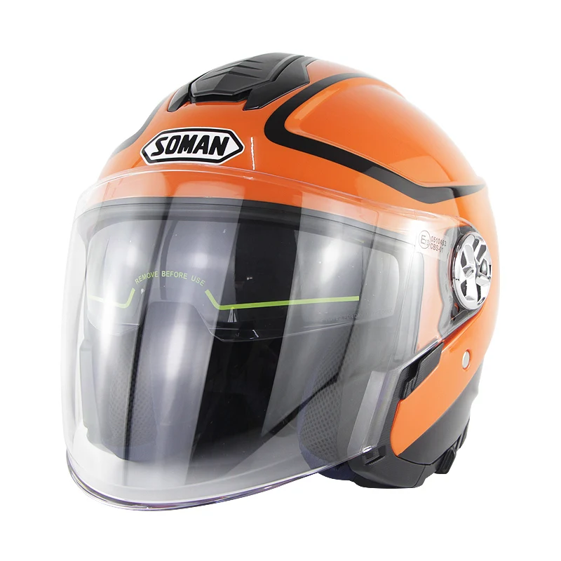 SOMAN ECE Open Face Half Helmet Female Men Motorcycle Halmet Capacete Moto Casco Double Visor Retro Kask Helmets | Автомобили и