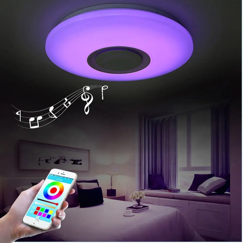 Современный светодиодный музыкальный потолочный светильник RGB пульт