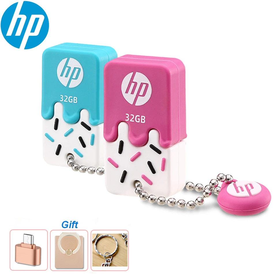 HP V178B/P Rubber USB Flash Drive waterproof OTG Pen 32gb 64gb Usb 2.0 Disk IceCream Memory Stick for car office | Компьютеры и офис