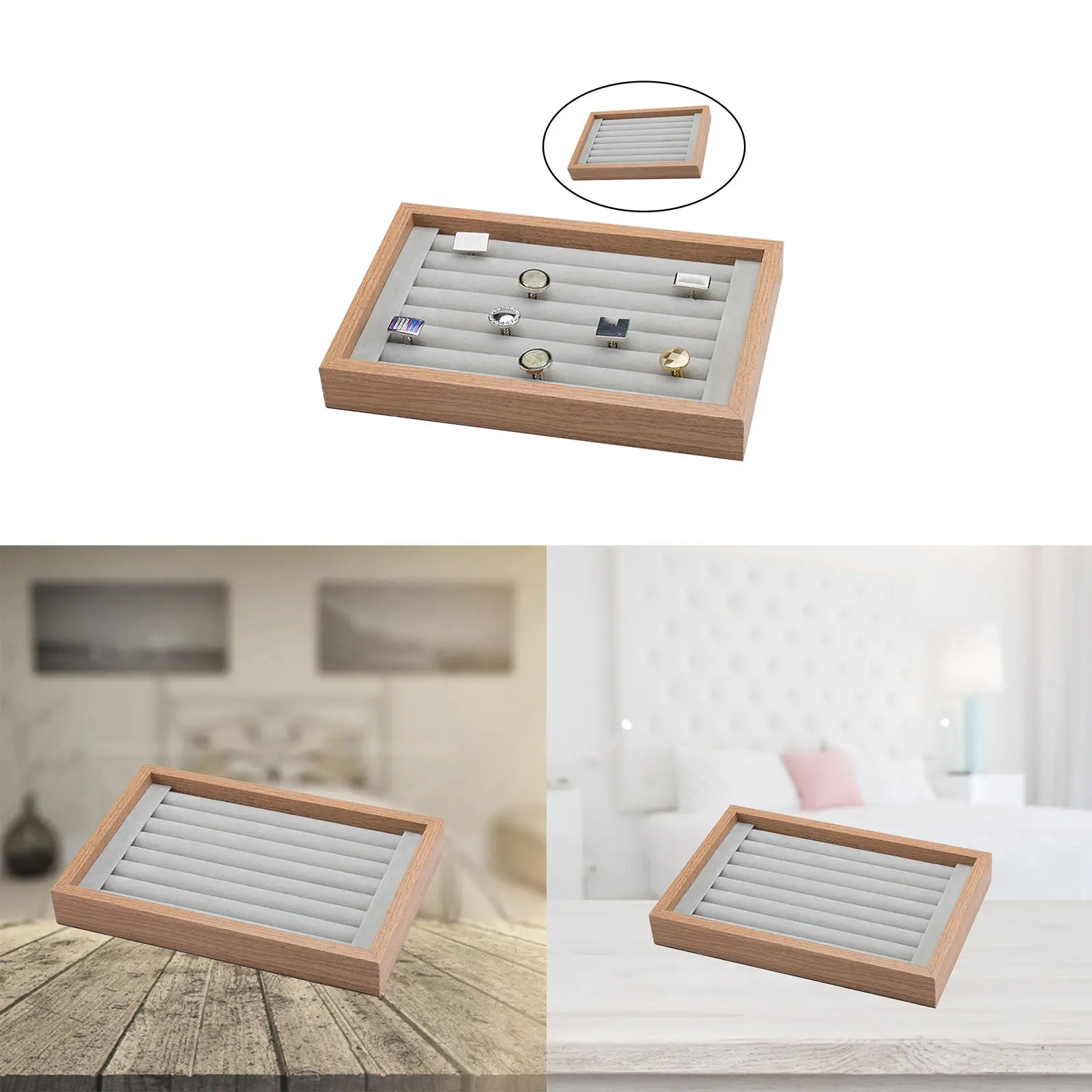 

Wood Jewelry Trays Organizer Tray Showcase for Earring Bracelet Cufflinks