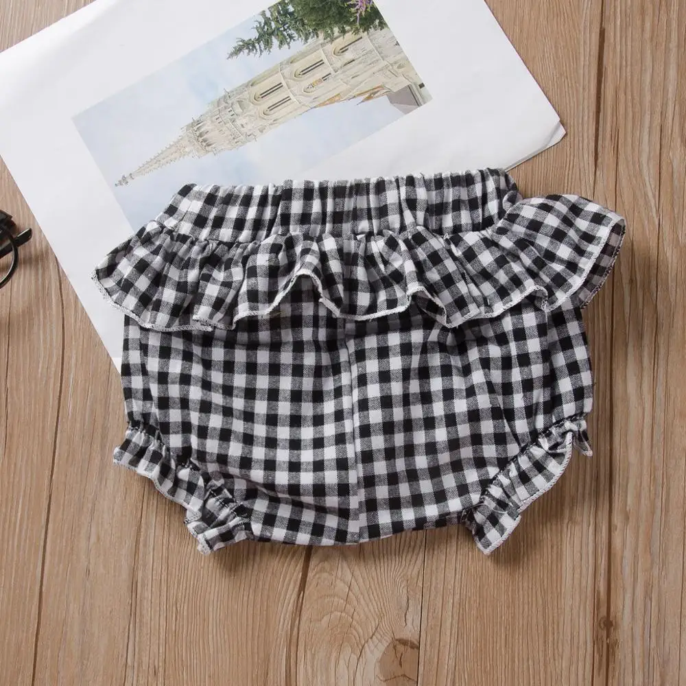 Детские черные клетчатые шорты с бантом для маленьких девочек трусы детская