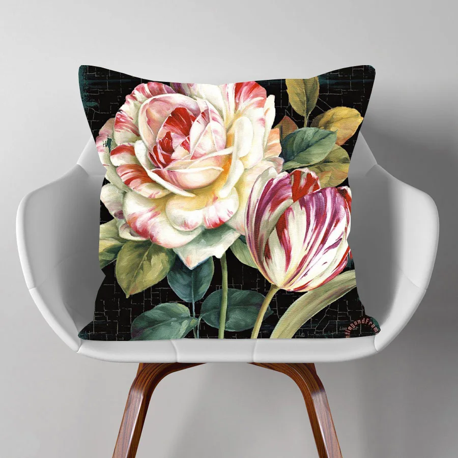 Масляная живопись цветочный цветок наволочки красивые пасторальные винтажные