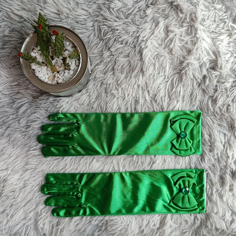 

Princess Dance Stage Gloves Satin Kids Girls Wedding Dress Costume Long Accessories with Bow Children 's Day Birthday Xmas Gifts