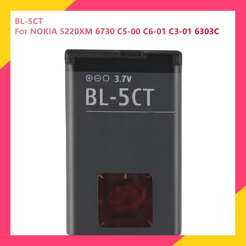 

Original Replacement Phone Battery BL-5CT For NOKIA 5220XM 6730 C5-00 C6-01 C3-01 6303C BL-5CT Rechargable Batteries 1050mAh