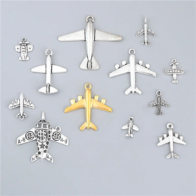 10 шт покрытые серебром Цвет самолет подвеска в виде вертолета ожерелье Fly