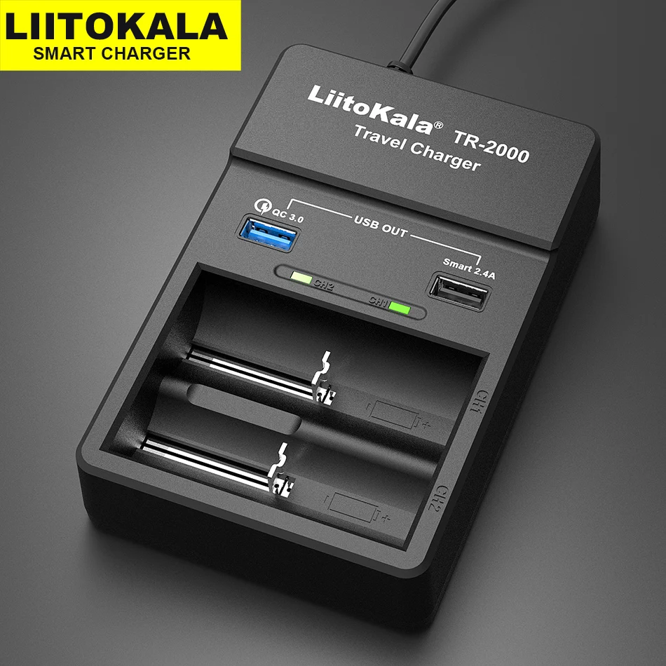 Новое зарядное устройство LiitoKala TR 2000 18650 и QC3.0 USB выходное дорожное для 26650 21700 AA 5V