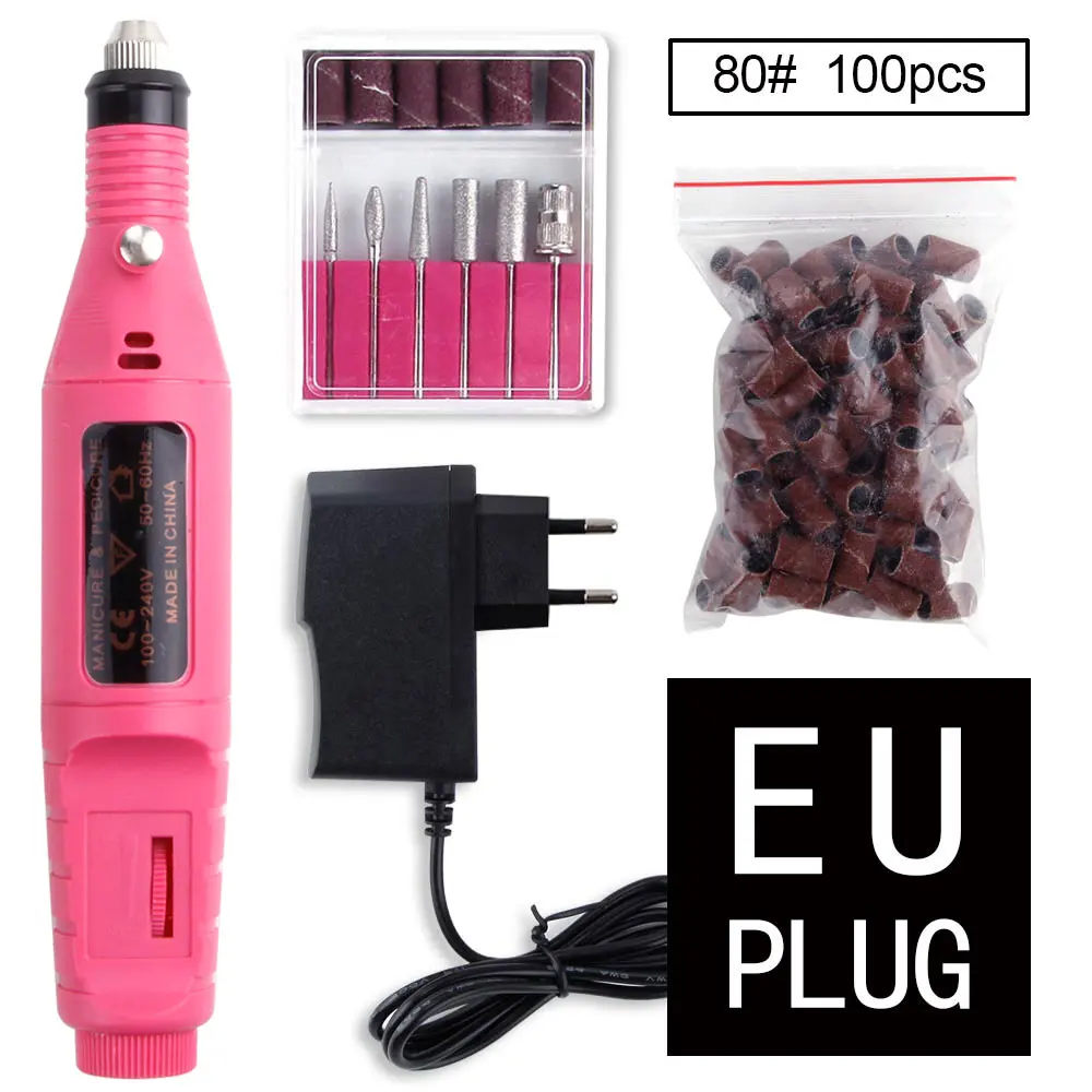 Set B EU Plug Электрический набор сверл для ногтей, профессиональная мельница, машинка для маникюра, резак, Шлифовальная Пилка Для Ногтей, пилка, Гель-лак для удаления керамического резака - Цвет: Set B EU Plug