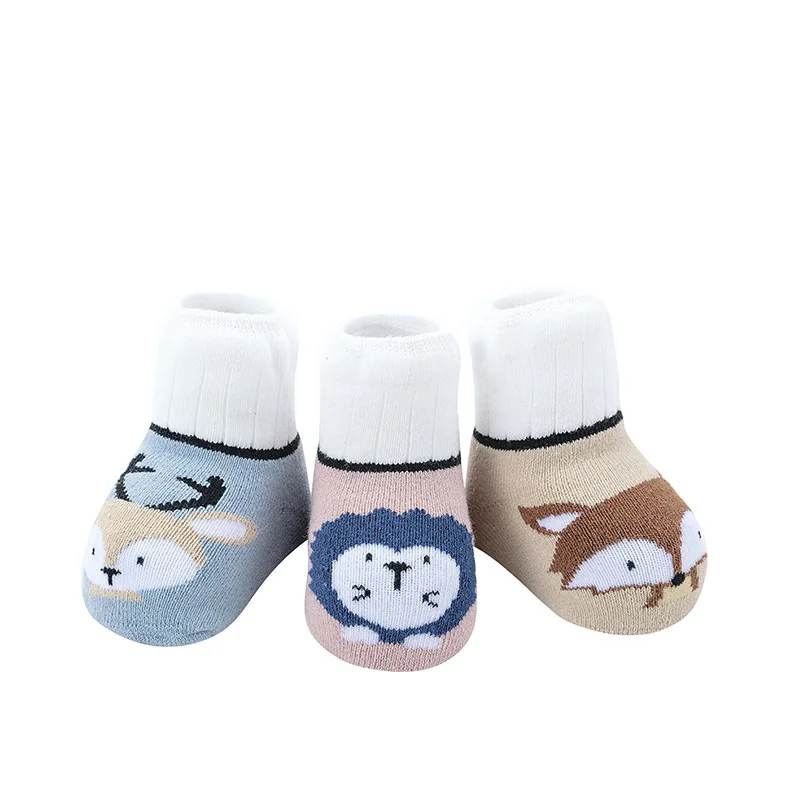 3 пар/лот Противоскользящие носки для малышей Зимние Утепленные бархатные