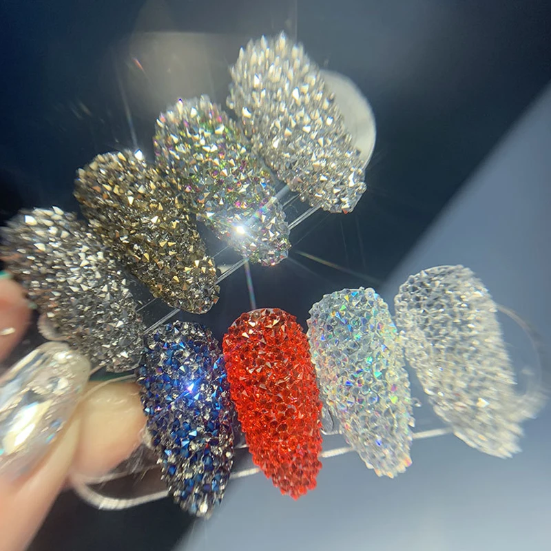 Glitter Nail Art Stickers 3D Nail Rhinestone Crystal Glass DIY Gems Glitter Nail Rhinestones Hot Sliders For Nails Nail Stickers