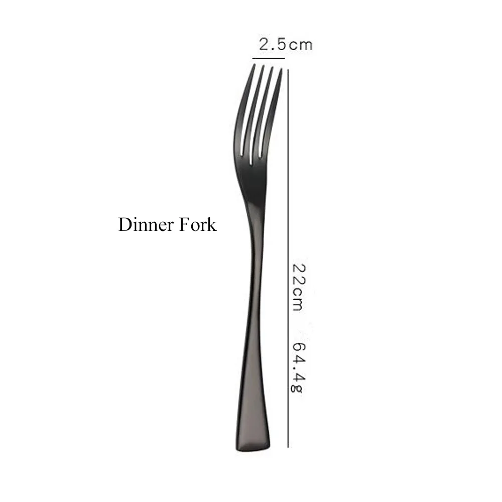 Dinner Fork Безупречные блестящие черные столовые приборы набор столовых приборов 18/10 из нержавеющей стали острые кухонные ножи вилки черпаки набор посуды посуда - Цвет: Dinner Fork