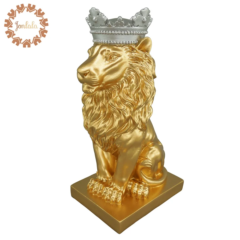 34 cm High Gold Lion Resin Ornaments Home Decoration Accessories Simulated Animal Office Best Christmas Gift | Дом и сад