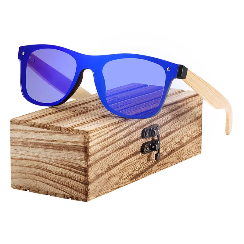 Dark Blue BARCUR Солнцезащитные очки Мужские бамбуковые солнцезащитные очки деревянные дужки винтажные очки для женщин мужские аксессуары - Цвет линз: Dark Blue