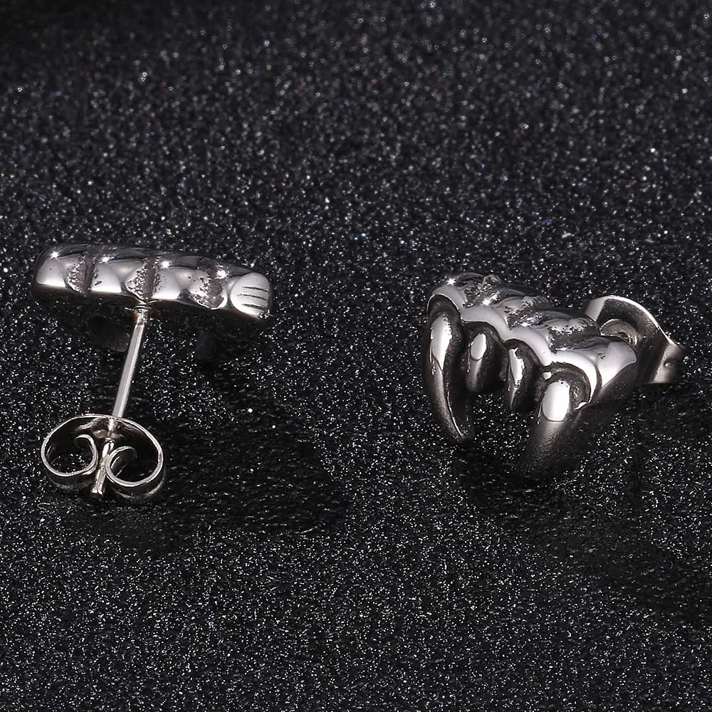 

Punk Ghost Tooth Men Women Earrings Stainless Steel Small Stud Earrings Unisex Party Jewelry Gifts BB0680