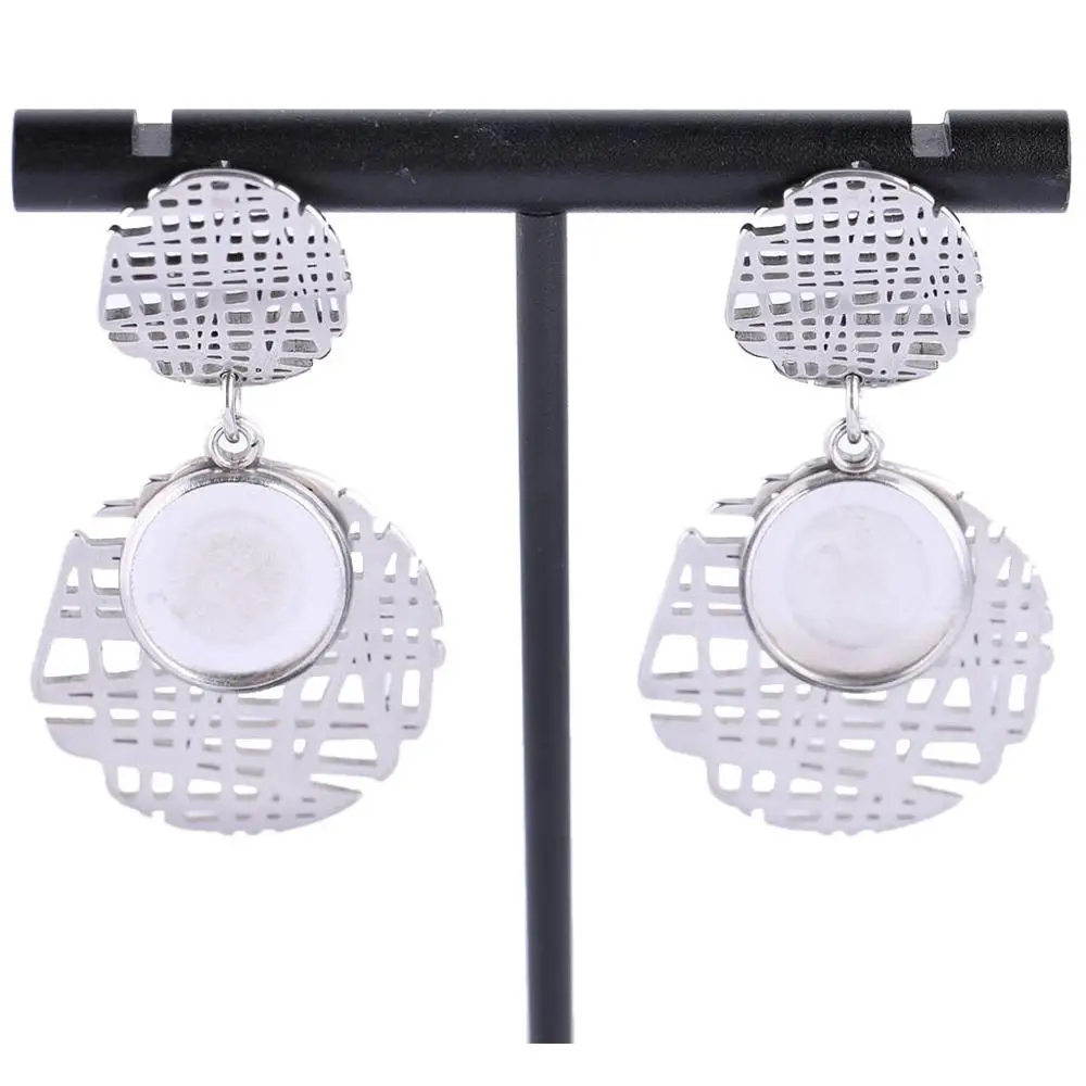 

10pcs 12mm cabochon earring bezel blanks diy stainless steel stud earrings findings with circle plate charms
