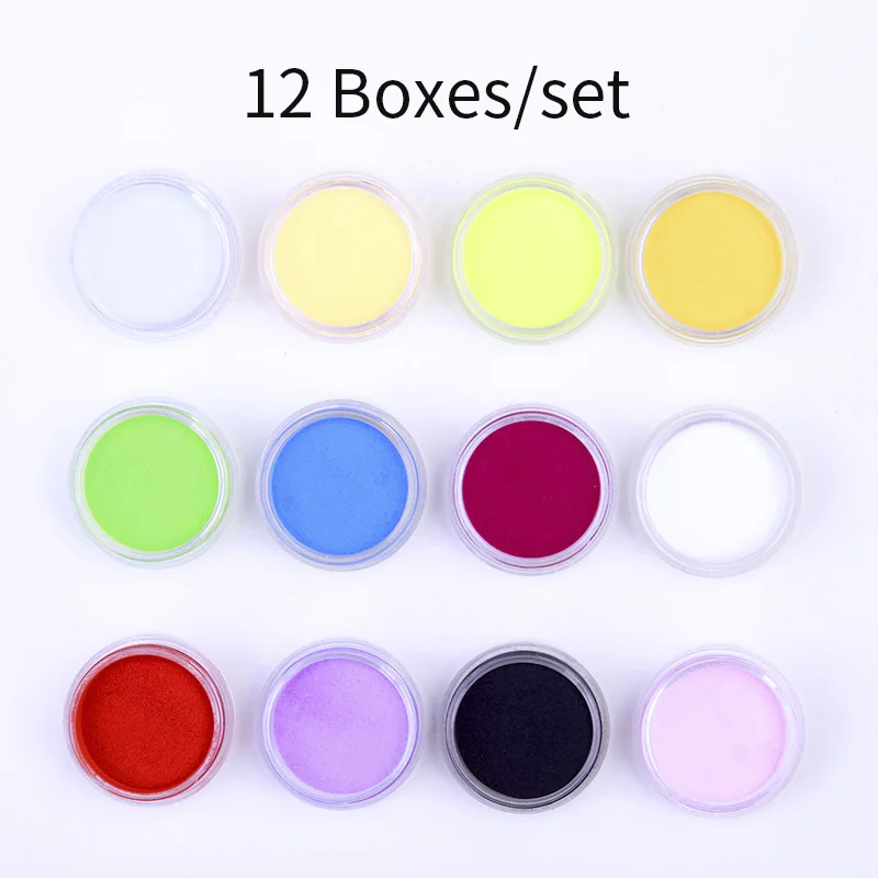 12 коробок/набор акриловый порошок розовый белый полимер блеск для ногтей Советы