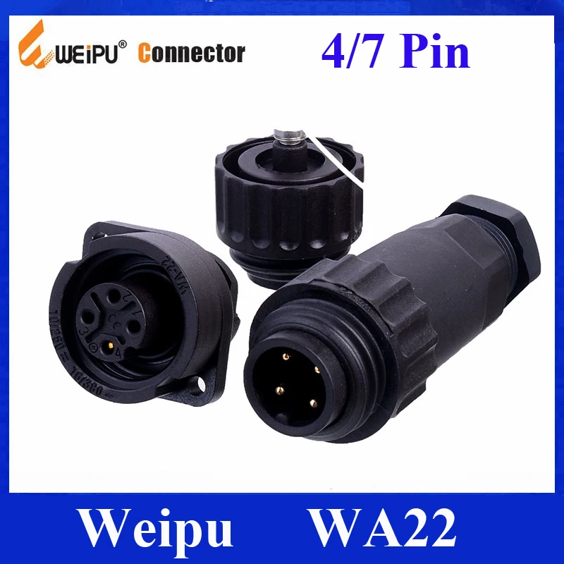 Оригинальные Weipu Connector WA22 4 7 Pin IP67 водонепроницаемый разъем TE ZE штекер кабеля