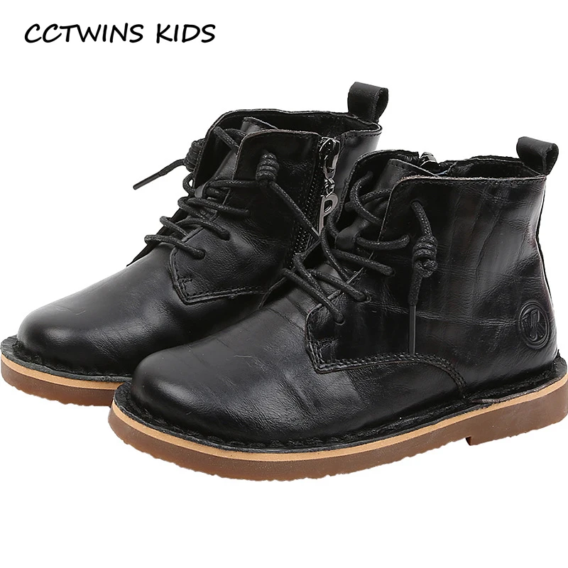 CCTWINS Kids Shoes Autumn Fashion Girls Black Martin Boots Boys Real Leather Dress Shoes Children Retro Casual Boot MB021