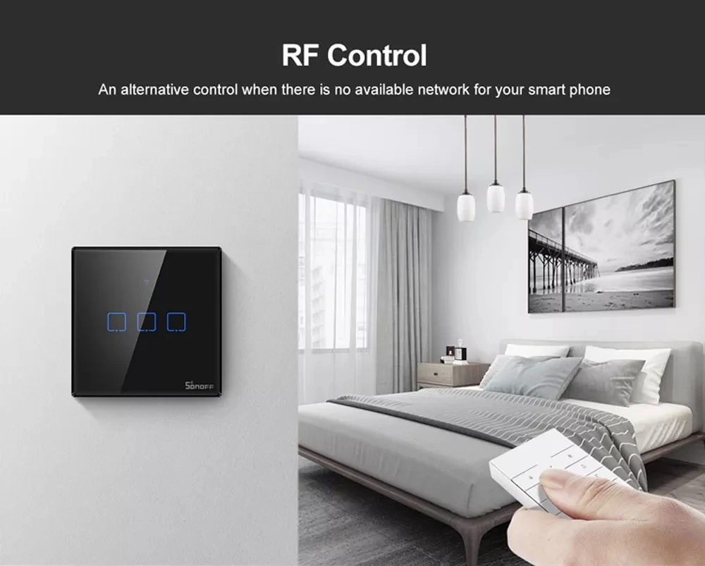 SONOFF T0 EU/US/UK 1/2/3 Gang TX Series Smart Touch WIFI Wall Switch Light For Home Work With Alexa Google | Электроника
