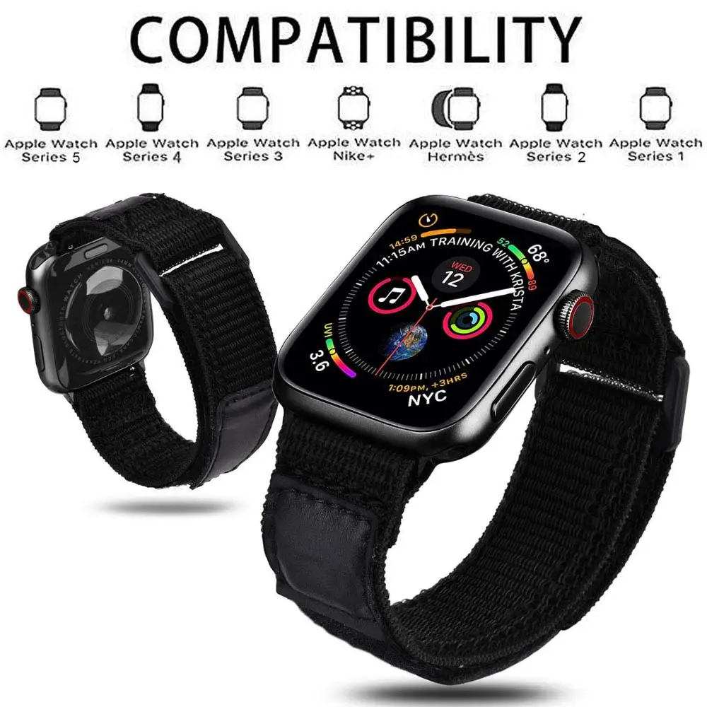 Ремешок для iWatch Apple Watch SE Series 6 5 4 3 2 1 44 42 40 38 мм нейлоновый и кожаный | Наручные часы