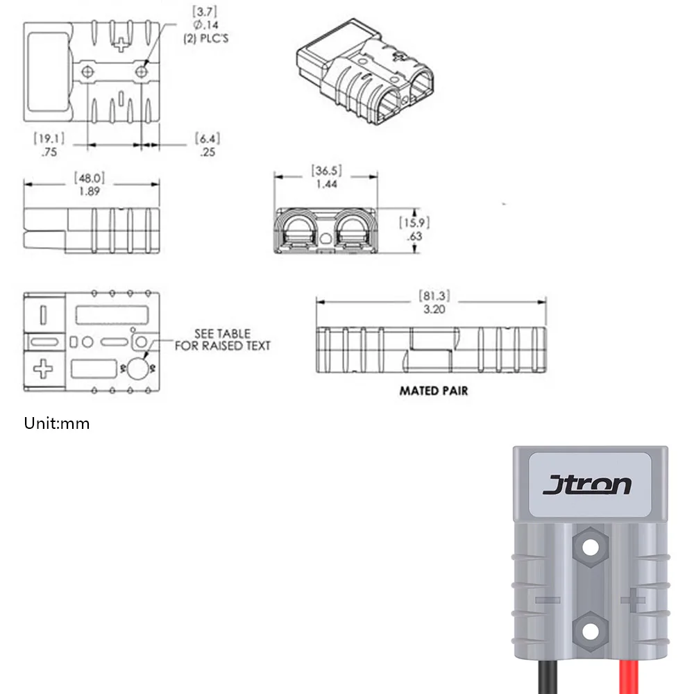 Jtron 50A 600 в 10AWG зарядные устройства для аккумуляторов батарея БЫСТРОРАЗЪЕМНАЯ вилка прицеп лебедка вилка с кабелем 1ft