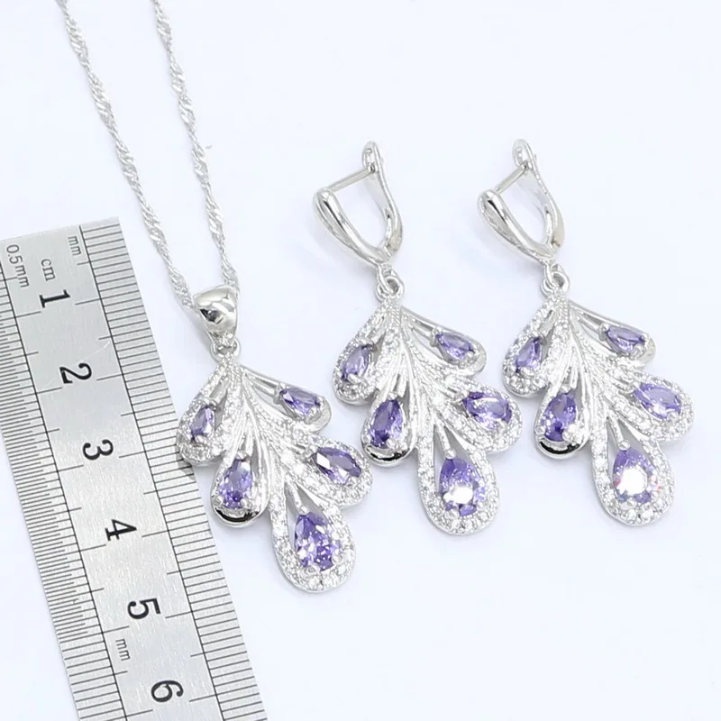 Фиолетовый полудрагоценный серебряный цвет искусственный браслет серьги