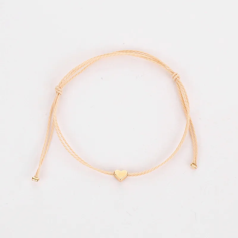 Skute Simple Delicate Tiny Gold Color Heart Charm Bracelet Handmade Adjustable String Lucky Bracelets for Women Fashion Jewelry | Украшения