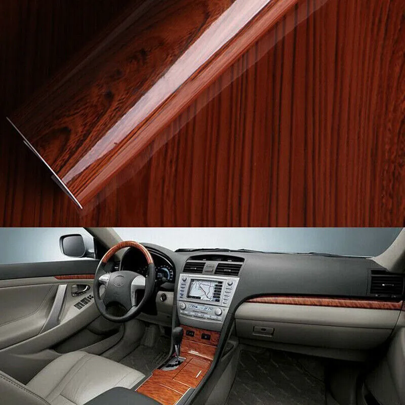 

30x100cm Car Sticker Accessories Car Wrap Decals Film Glossy Wood Grain Textured