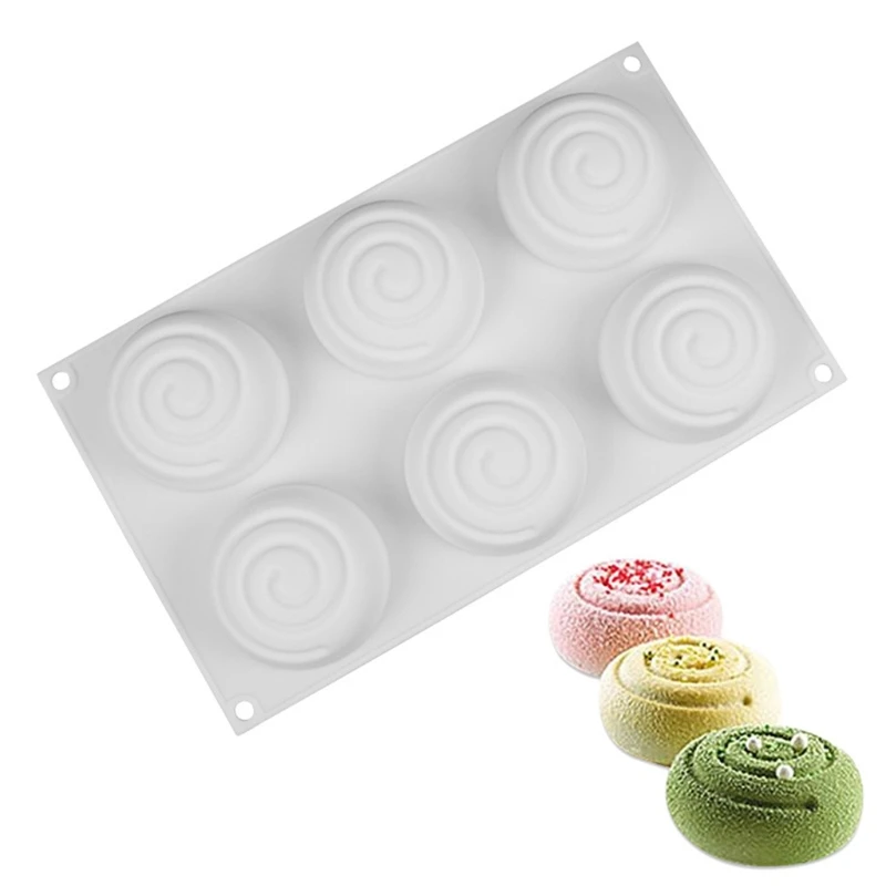 

6 Cavity Spiral Bread Shaped Dessert Non Stick Cake Mould No Stain Bakeware Cupcake Baking Pan Multifunction Kitchenware