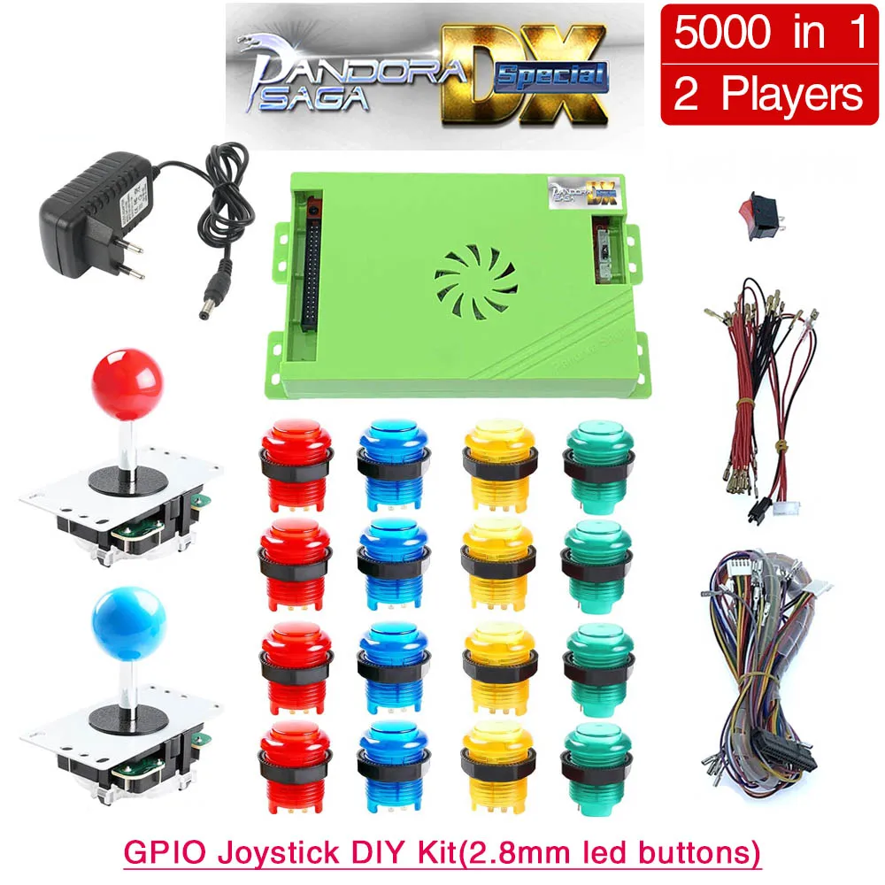 

Pandora Saga Box 5000 in 1 DX Special Arcade Game Console DIY Kit 8 Way Joystick Led Lights Push Button Cabinet Bartop 2 Playes
