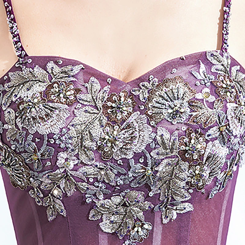 

Evening Dresses Illusion Strapless Spaghetti Strap Beading Sequined Lace Tulle Floor-Length Embroidery A-Line Formal Gown TS518