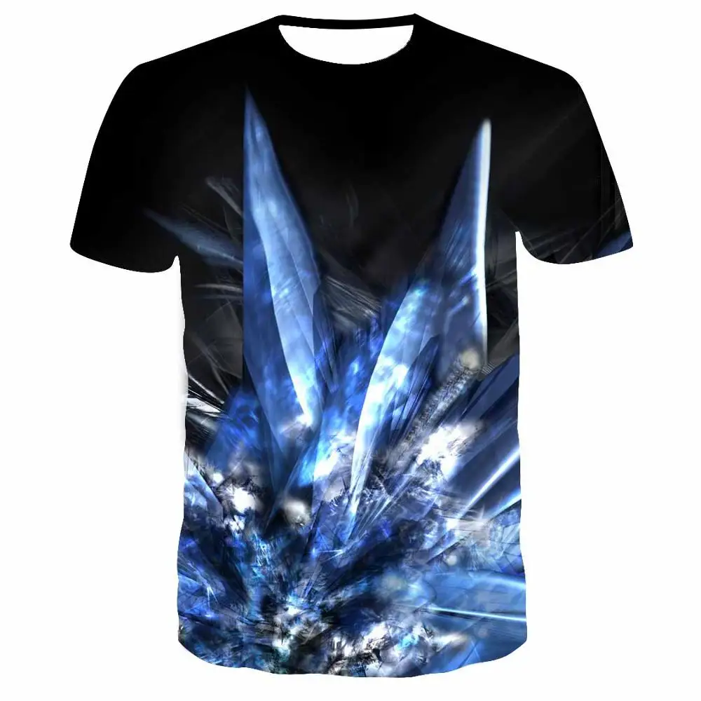 2019 Men's T-Shirt Blue Cool Print Galaxy Space 3D Casual Short Sleeve O-Shirt Sweatshirt Hip-Hop Street Suit Sh | Мужская одежда