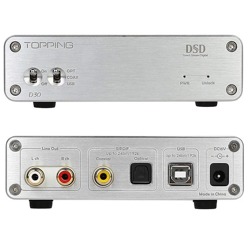 TOPPING D30 DSD аудио декодер поддержка USB коаксиальный Оптический волоконный вход XMOS