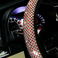 crystal leather car steering wheel covers case diamond for women ladies steering wheel sleeve universal auto handlebar covers