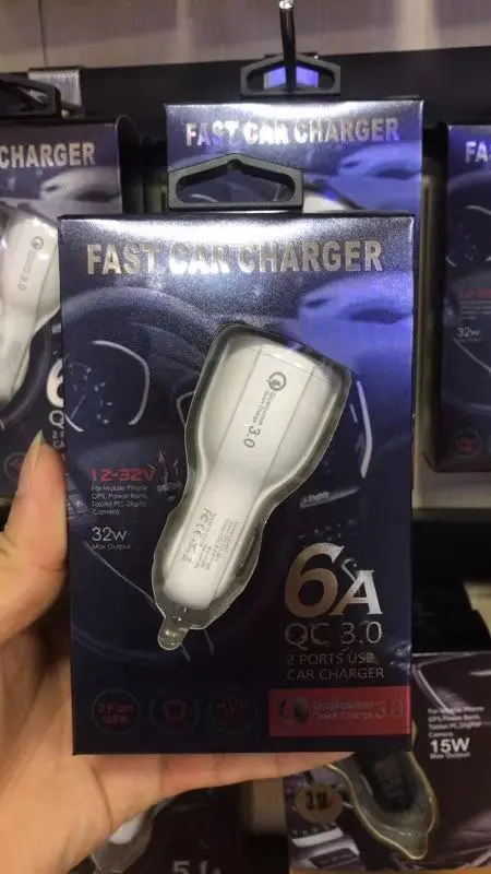 Быстрое зарядное устройство 2 USB порта быстрая зарядка автомобильное адаптер 5 В/9