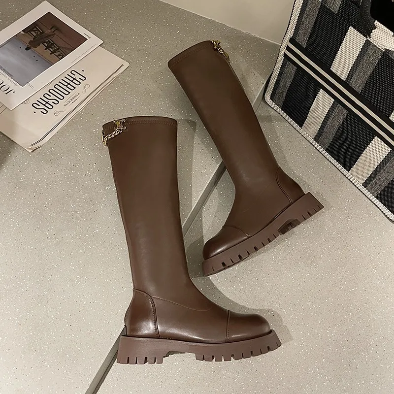 2022 New Mid-heel Knee-length Chelsea Snow Boots Winter Fashion Thick-soled Warm Women's Shoes Designer Motorcycle Boots