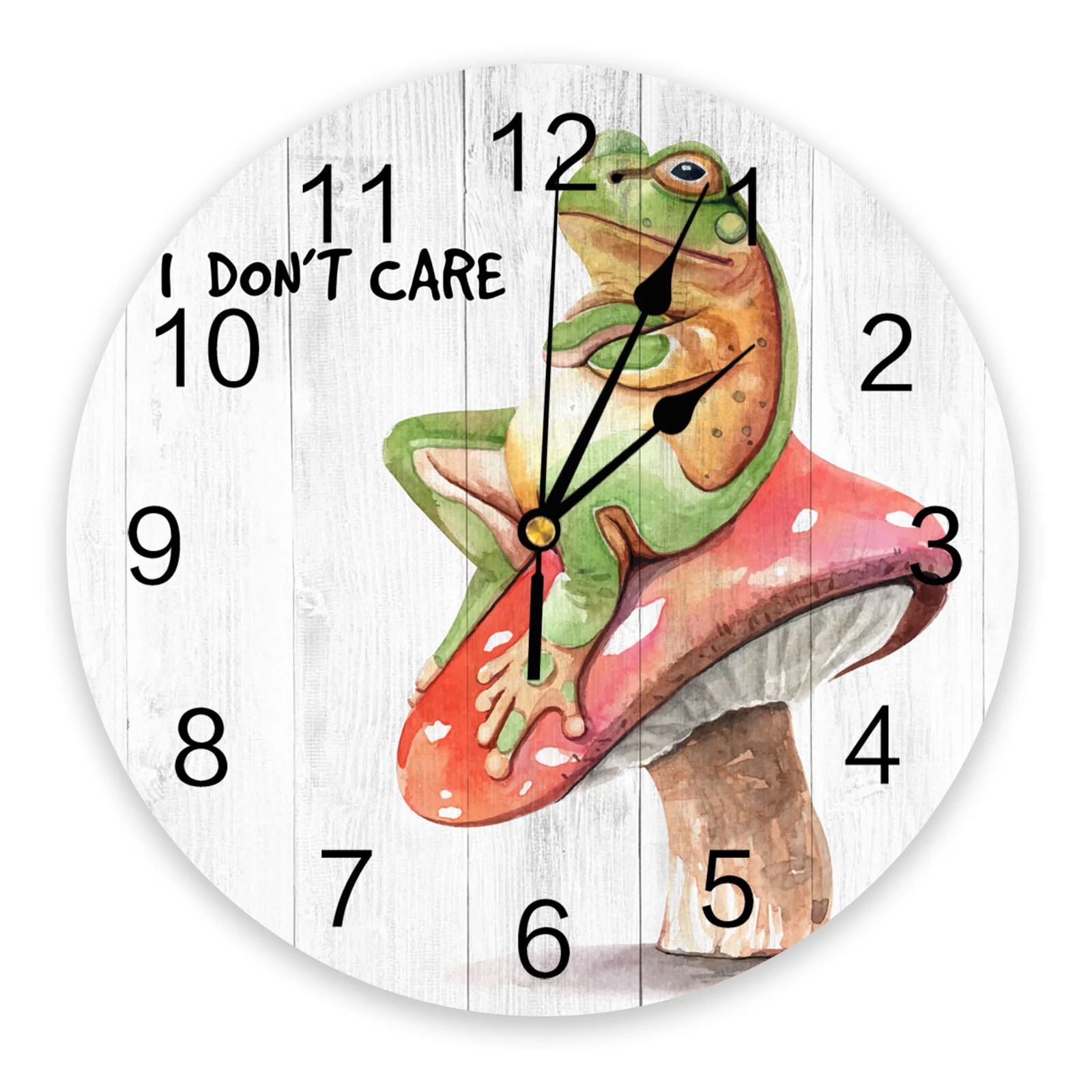 

Frog Mushroom I Don'T Care Wall Clock Home Decor Bedroom Silent Oclock Watch Wall Digital Clock Wall Clock Modern Design