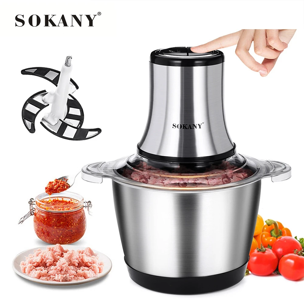 Электрическая мясорубка SOKANY 800 Вт 3 л 2 скорости нержавеющая сталь Электрический