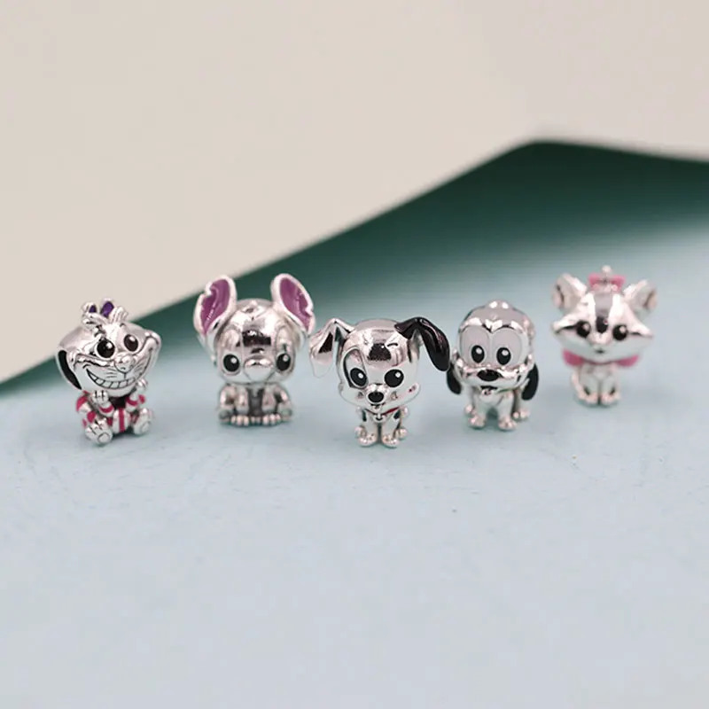 Fahmi 100% S925 Sterling Silver Miqi Mini Mouse Pluto Cat Finding Nemo Dalmatians Patch Stitch Enamel Charm Babies Collection | Украшения и