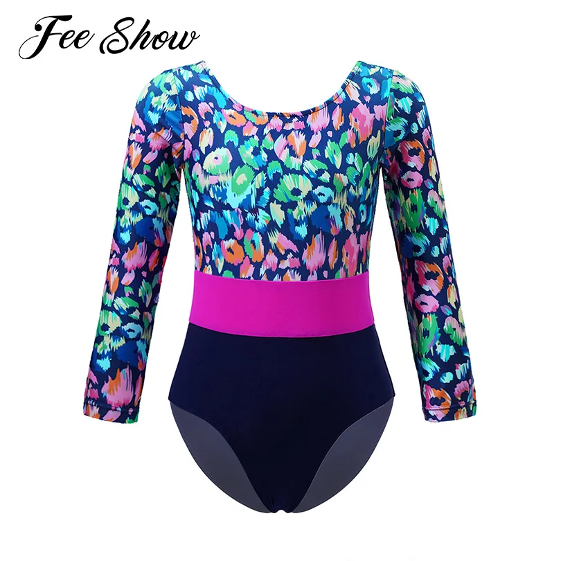 

Kids Girls One Piece Swimsuit Summer Brazilian Swimming Suits Clothing Long Sleeve Leopard Print Swimwear Bathing Suit Beachwear