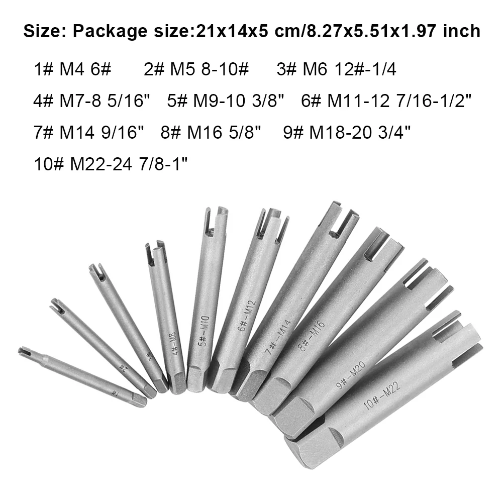 

10pcs/Set Remove Stripped Damaged Screw Tap Extractor Drill Bits Set Home Accessories Tools Alloy Steel Broken Head Taps