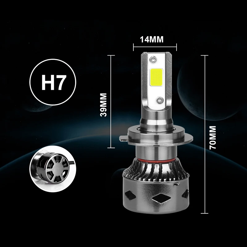 2 шт. Автомобильные светодиодные лампы H11 H1 H8 9006 hb4 12 В 9005 к|Передние LED-фары для