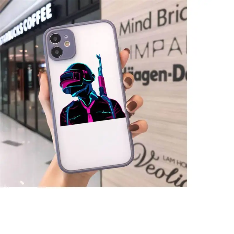 

Hot PUBG Game fire gun Phone Case Matte Transparent for iPhone 7 8 11 12 s mini pro X XS XR MAX Plus cover funda