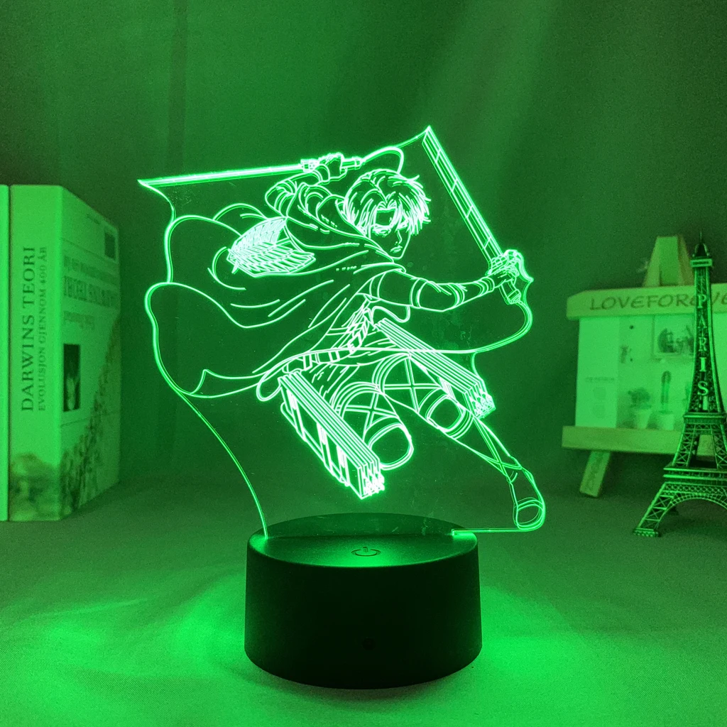 

Anime Attack on Titan Led Night Light Levi Ackerman Lamp Kids Gift Attack on Titan Table 3d Lamp AOT Levi for Bedroom Decoration