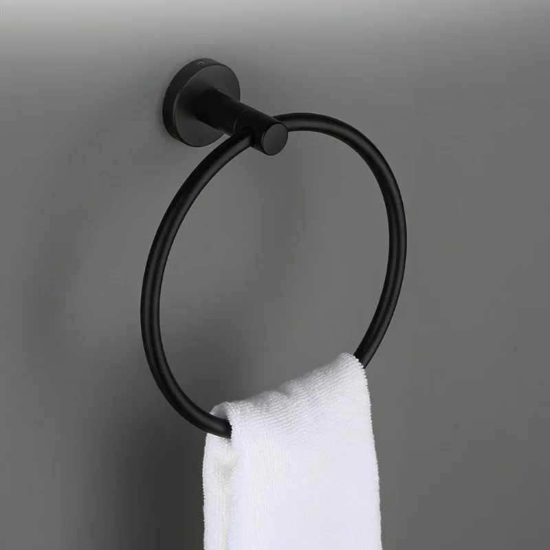 

Wall-mounted Single Towel Bar Towel Ring Towel Rack Matt Black Finish Anti-rust Stainless Steel Bathroom Hardware Accessories