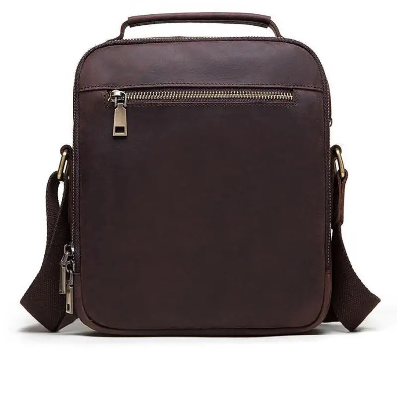 Мужская однотонная сумка через плечо Johnature из воловьей кожи Крейзи Хорс деловой