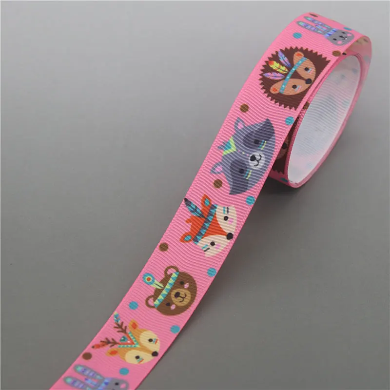 DHK 5 ярдов Пижама с изображениями лисичек напечатан Grosgrain ленты ленточный